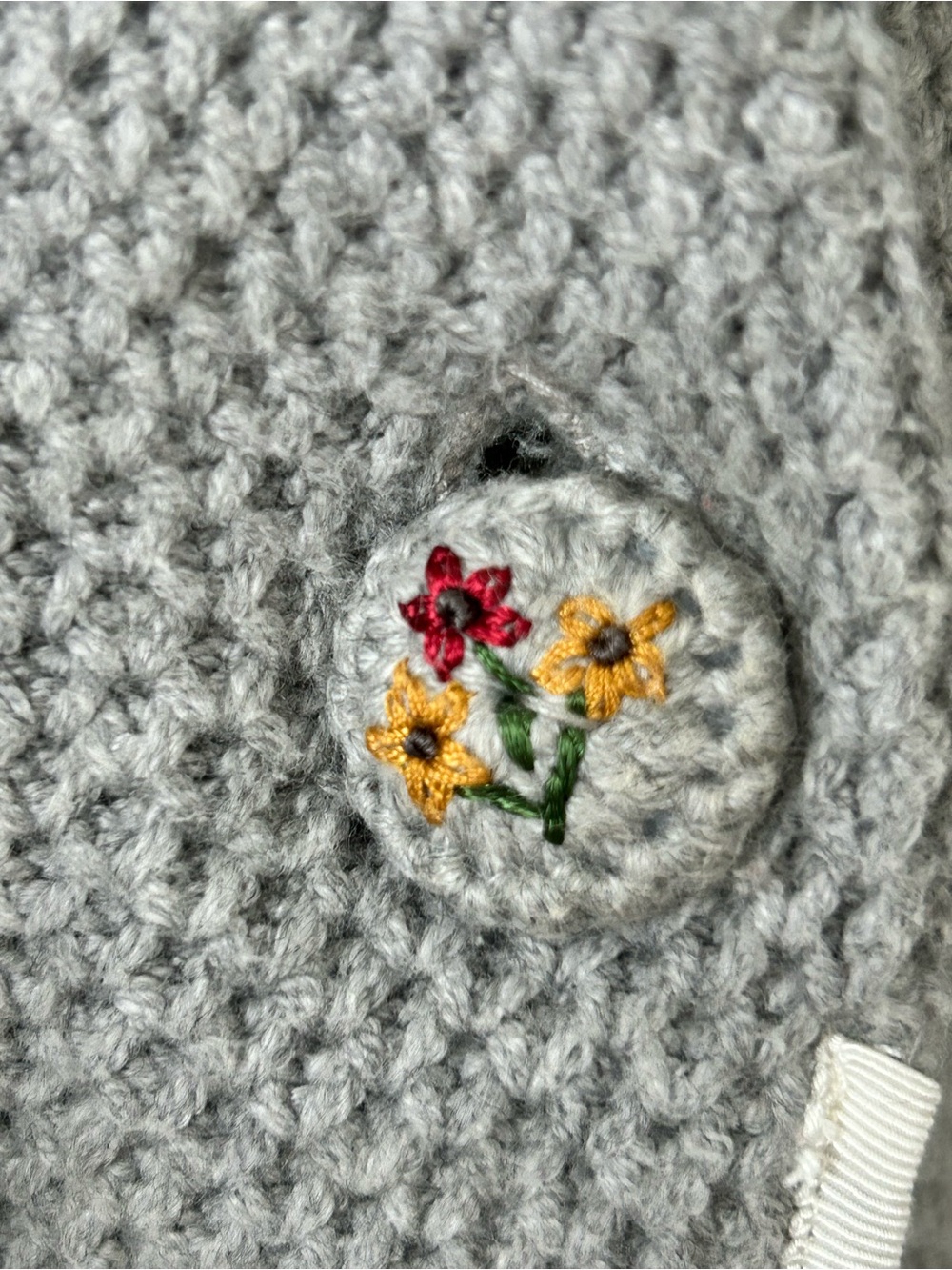 Anthropologie Moth Grey Cotton Blend Cardigan With Embroidered Button Size M - Picture 4 of 9